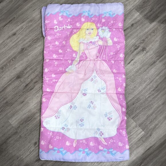 Vintage 1997 Mattel Barbie Sleeping Bag Princess Bride Wedding Doll Kids Blanket - Picture 1 of 12